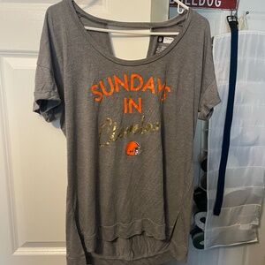 Off Shoulder Cleveland Browns T-Shirt
